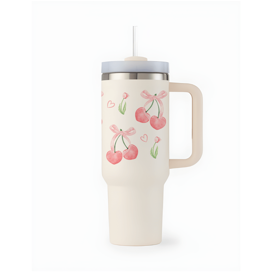 Personalize Bows & Berries Dream Tumbler - Memories InsiteBERRY BOW TUMBLER WITHOUT CHARMS -(WHITE)